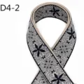 Ethnic jacquard webbing detail, 5cm width grey cotton-polyester ribbon with floral pattern. - Ethnic Jacquard Style (D4-2)