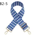 Blue white houndstooth replacement bag strap with adjustable gold hardware for crossbody purses - B2-5 Blue and White Houndstooth