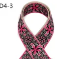 Close-up of 5cm ethnic jacquard webbing strap, pink floral pattern, high quality textile. - Ethnic Jacquard Style (D4-3)