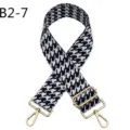 Black and white houndstooth replacement bag strap with golden hardware, adjustable cross-body. - Gold / B2-7 Black and White Houndstooth