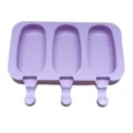 Purple silicone ice cream mold 3-cavity DIY popsicle maker for summer frozen dessert kitchen - 3-Cavity Oval / Purple
