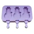 Purple silicone ice cream mold with three snowman cavities for DIY homemade summer popsicles. - 3-Cavity Snowman / Purple