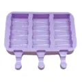 Silicone ice pop mold 3-cavity DIY homemade popsicle maker kitchen baking tool purple - 3-Cavity Building Block / Purple
