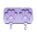 Purple silicone ice cream mold with cute paw design for DIY homemade popsicle making. - 2-Cavity Bear Paw / Purple