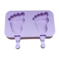 Silicone ice pop mold with cute foot shape design, perfect for homemade summer popsicles. - 2-Cavity Footprint / Purple