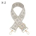 Woven embroidered replacement bag strap 5cm wide ethnic style adjustable shoulder strap. - X-2 Khaki Matcha Green