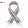Vervangende brede tasriem met paars bruin gestreept patroon en gouden metalen hardware. - Gestreepte Stijl A=5 / Gouden Hardware