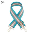 Close-up detail of colorful metallic thread replacement bag strap with adjustable gold hardware. - Aquamarine / Gold