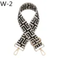 Adjustable jacquard bag strap detail, black and white geometric webbing with gold hardware. - Ethnic Jacquard Style(W-2) / Gold