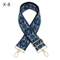Ethnic style embroidered bag shoulder strap replacement, blue and black wide strap design. - X-8 Black Blue