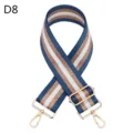 Close-up detail of blue and white striped bag strap with gold metallic thread and hardware. - Sky Blue