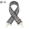 Replacement black white geometric jacquard bag strap with adjustable gold metal hardware. - Ethnic Jacquard Style(W-4) / Gold