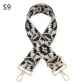Courroie de sac de rechange brodée ethnique avec motif géométrique large et détails dorés. - S9