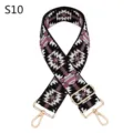Sangle de sac de rechange brodée de style ethnique avec motif géométrique et quincaillerie dorée. - S10