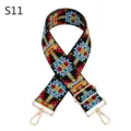 Sangle de sac de rechange brodée ethnique, motif géométrique coloré avec matériel doré. - S11