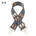 Wide woven bag strap with diamond pattern and gold hardware, replacement strap for women bags. - Gold / A-8
