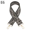 Woven bag strap detail showing ethnic geometric pattern and adjustable gold metal hardware. - E6