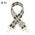 Large sangle de sac tissée de rechange à motif argyle, longueur réglable et pièces dorées. - Q-11