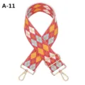 5cm wide embroidered bag strap with colorful argyle pattern and gold metal hardware for replacement. - A-11
