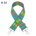 Wide embroidered bag strap replacement, colorful argyle pattern with sturdy gold hardware. - A-12