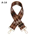 Adjustable wide woven bag strap with diamond pattern and gold hardware replacement - A-14