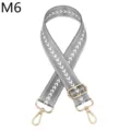 Bandouliere de sac reglable remplacement sangle epaule chevron gris avec accessoires or - Fermoir en Argent / M6