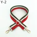 Replacement bag strap colorful striped web shoulder strap adjustable gold hardware - Silver Buckle / Y-2 Red Brown Green Stripe