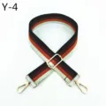 Colorful striped bag strap replacement with gold hardware, ethnic style wide strap accessory. - Silver Buckle / Y-3 Black Brown Stripe
