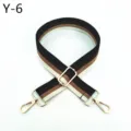 Replacement bag strap detail shot, wide ethnic style striped shoulder strap for handbags. - Silver Buckle / Y-5 Black Coffee Stripe