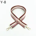 Adjustable replacement bag strap with brown white pink stripes and gold hardware accessories. - Y-7 Brown Pink Stripe