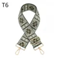 Correa de bolso bordada de estilo étnico, correa de hombro verde tejida con herrajes dorados. - T6