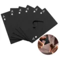 Black ace of spades credit card bottle opener, stainless steel poker beer opener tool. - Black
