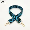 Replacement bag strap blue and black zebra pattern adjustable crossbody strap with gold hardware - Silver Buckle / W1