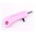 Close-up of a pink nutcracker tool with durable plastic handle and metal opening mechanism. - Pink