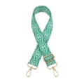 Correa de bolso tejida ajustable con patrón geométrico verde y herrajes dorados finos. - Q-17 green