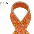 Ethnic jacquard webbing 5cm wide, orange and beige polyester cotton woven strap for sewing craft. - Style D3-6