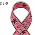 Ethnic style jacquard webbing detail, featuring vibrant pink floral patterns for custom bag straps. - Style D3-9