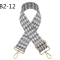 Grey houndstooth bag strap replacement adjustable cross body shoulder strap with gold hardware - B2-12 Gray and White Houndstooth