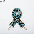 Correa de bolsos de repuesto con estampado de leopardo azul, hebilla metalica ajustable, accesorio. - Dorado / Azul Lago