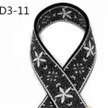 Ethnic jacquard webbing strap detail view, classic black and white 5cm wide cotton fabric. - Style D3-11