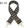 New houndstooth jacquard replacement bag strap with adjustable gold metal hardware for purses. - Gold / B2-19 Black and White Houndstooth
