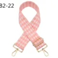 Pink white houndstooth bag strap replacement adjustable cross body strap with gold hardware - B2-22 Pink and White Houndstooth