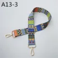 Bandouliere de sac tissée colorée motif ethnique sangle de remplacement réglable quincaillerie dorée - A13-3 Motif Bleu