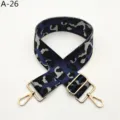 Correa de repuesto para bolso con estampado de leopardo azul y hebillas y ganchos dorados. - Dorado / Azul Real