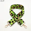Correa de bolso de repuesto con estampado de leopardo verde neón y hebillas metálicas doradas. - Dorado / Verde Fluorescente