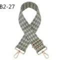 Houndstooth bag strap detail, adjustable green replacement strap with gold hardware close-up. - B2-27 Green and White Houndstooth