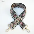 Ethnic style jacquard bag strap detail, adjustable crossbody shoulder strap replacement. - Gold / C-2 Black Silver Line