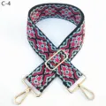 Ethnic style jacquard bag strap with adjustable gold hardware for crossbody shoulder bags. - Gold / C-4 Light Green Red Floral