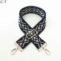 Replacement woven bag strap with blue ethnic pattern and adjustable golden hardware parts. - Gold / C-7 Dark Blue Floral