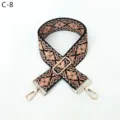 Ethnic style bag strap replacement jacquard adjustable crossbody shoulder strap with gold hardware - Gold / C-8 Black Base Pink Floral